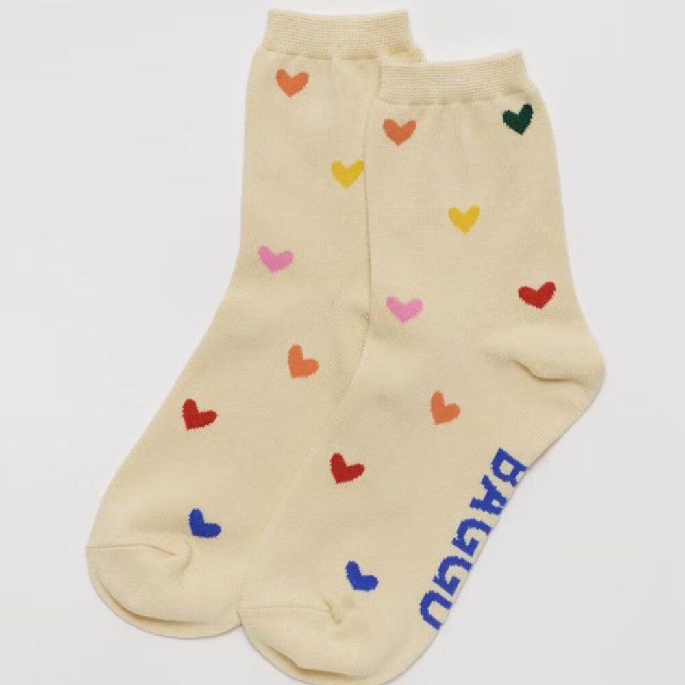 NWT Baggu Crew Sock - Hearts